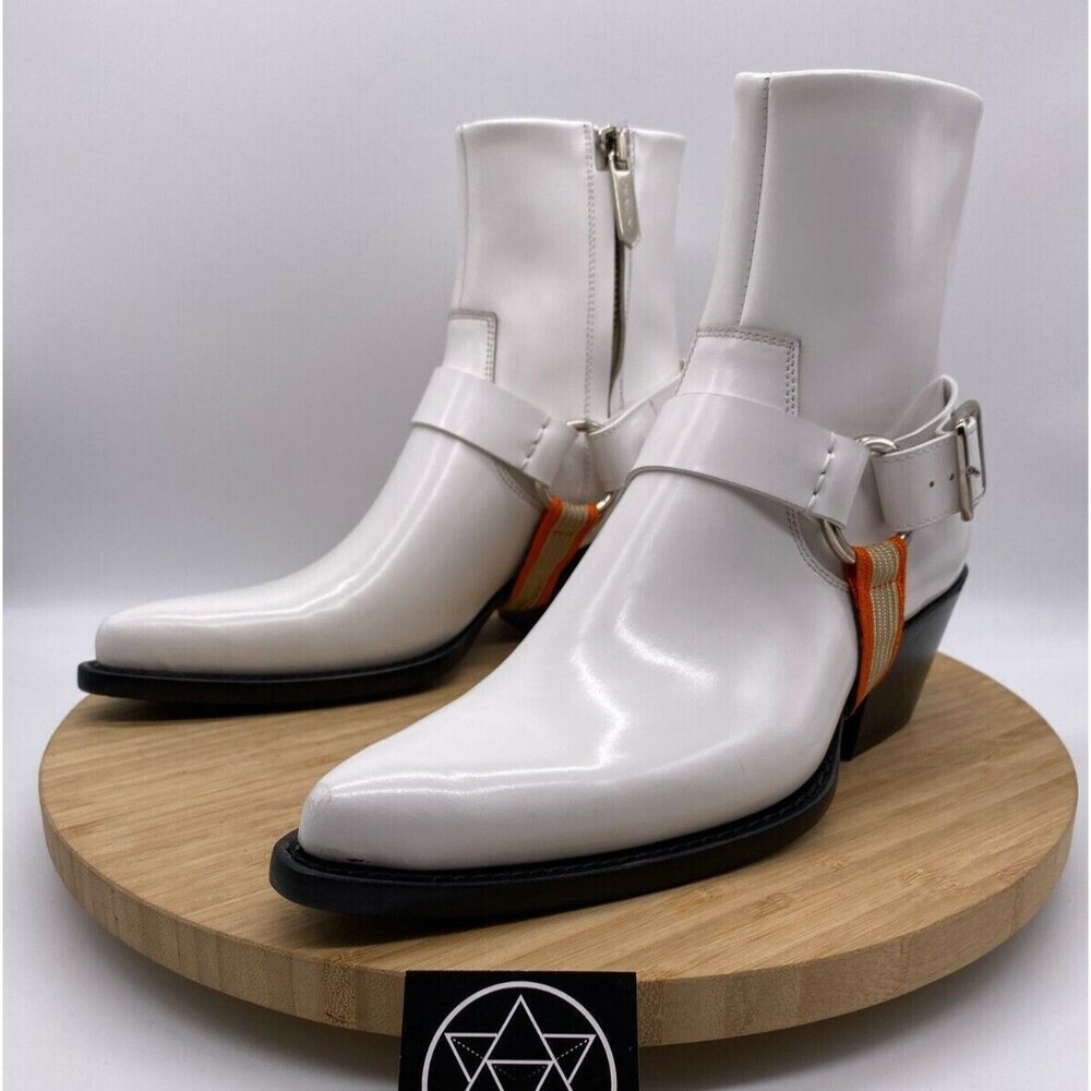 Calvin Klein Raf Simons White Texas Harness Western Boot 205W39NYC US 5.5 EUR 36
